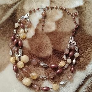 Estate Sale Stone & Beads & Goldtone Necklace